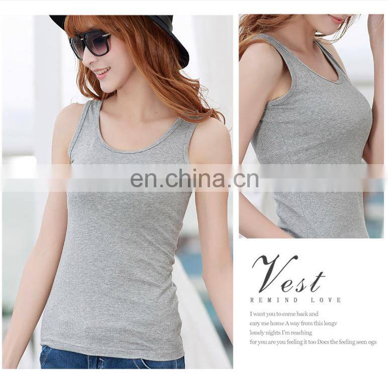 Women's Casual Solid U O-Neck T Shape Basic workout fitness Custom logo Cotton Tank Top