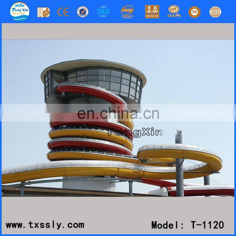 Theme park tunel water slide factory in china+splash park water bucket