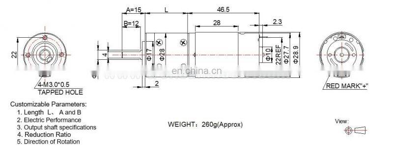 28mm high torque planetary gear motor 12v 24v 28PA395