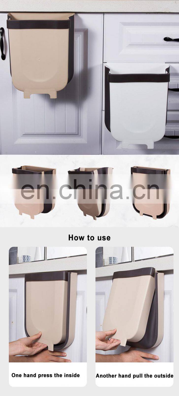 Eco-Friendly Creative Wall Mounted Car Ashcan Folding Waste Bin Kitchen Cabinet Door Hanging