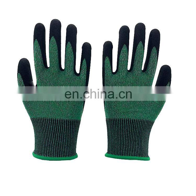 18Gauge Cut Level 3 Abrasion Resistant Gloves With Reinforced Thumb Crotch Sandy Nitrile Finished Palm For Cable Handling Work