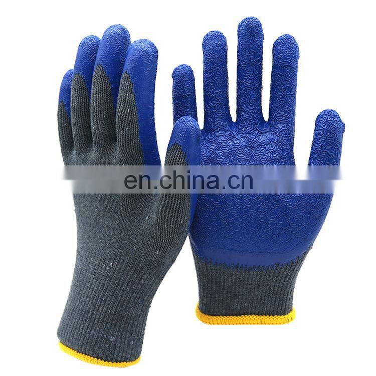 10G Poly Cotton Moisture-wicking Lining Grip Coating Gloves Textured Rubber Work Industry Gloves For Masonry Construction
