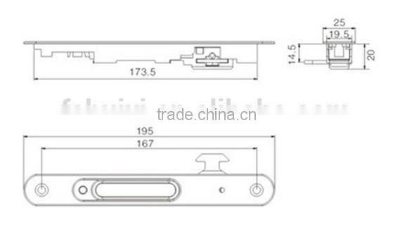 TS005 zinc alloy glass sliding door lock
