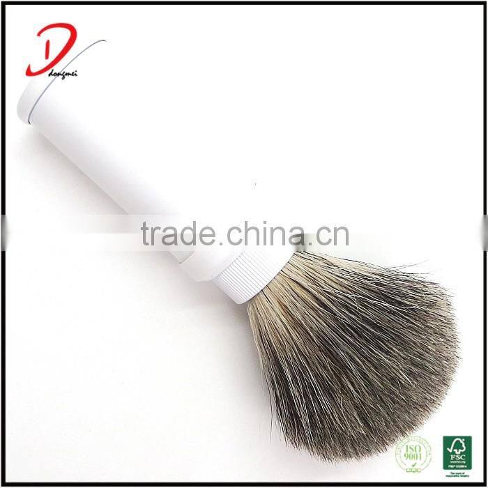 white protable travel shaving brush,removeable pure badger hair shaving brush
