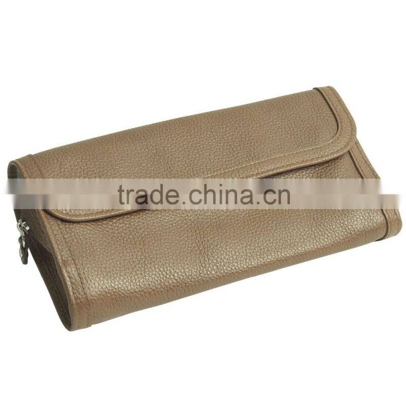 real pebbled leather ladies jewelry roll travel jewelry organizer bag wholesale