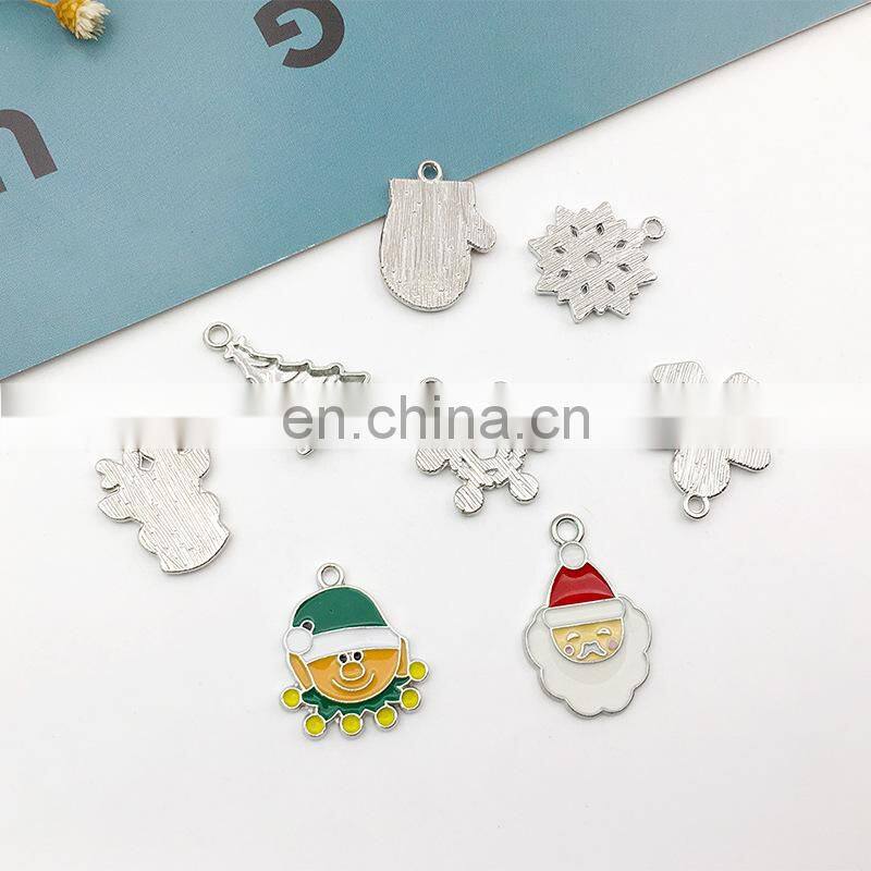 20Pcs/Set New Christmas Charms Pendants Enamel Bracelet Party Home Metal Craft Decoration Tree Hanging DIY Jewelry Accessories