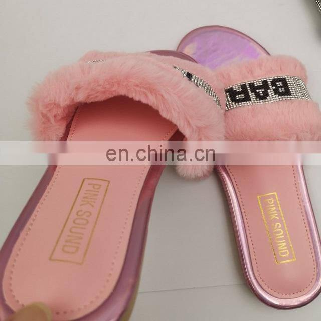 Flat Lady Fluffy Fur 2020 New Arrive Slipper for Women's