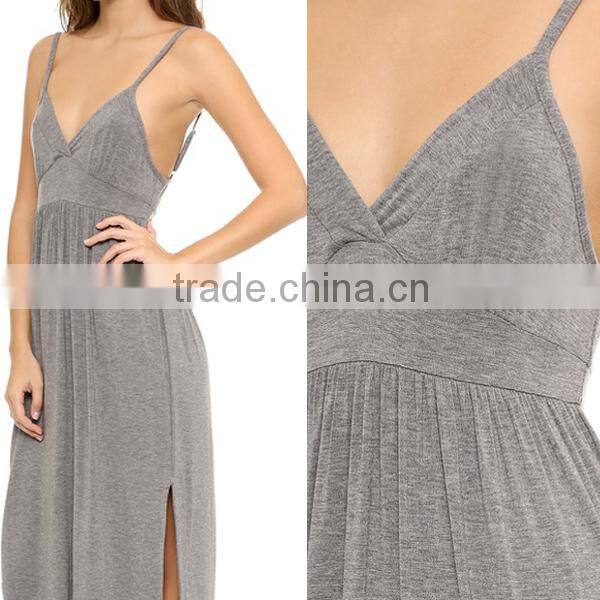 nighty wholesale women v neck jersey cotton backless long nightgowns