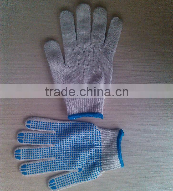 cheap cotton knitting gloves pvc dots manufacture in china