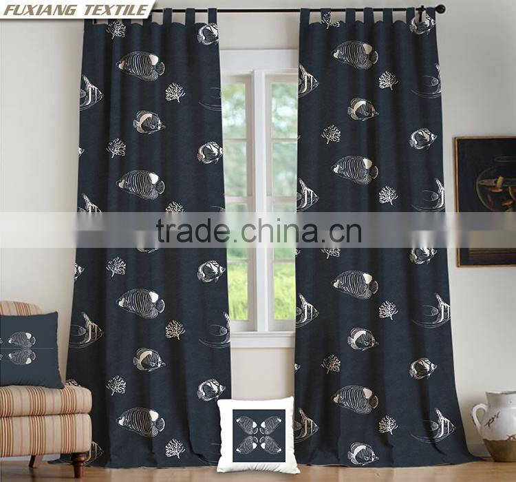 100% Polyester printed blackout 8 grommets window curtain