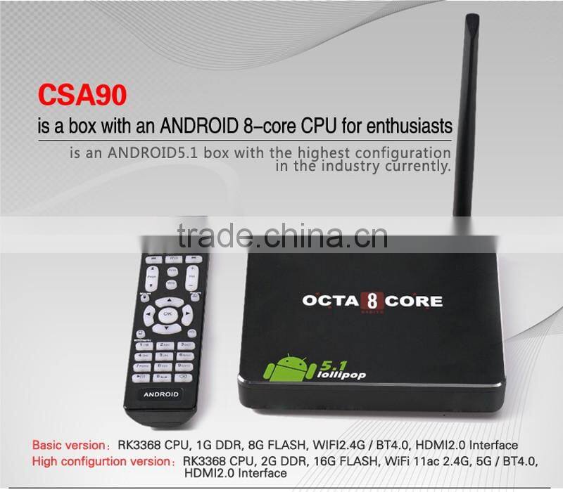 CSA90 CSA91 2GB RAM 16GB EMMC Flash octa core rk3368 cpu android l 5.1 lollipop smart tv box Best OTT TV Box