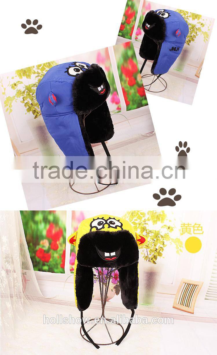 Autumn Winter New Fashion Cute Eyes Embroidery Children Kids Earflap Hat
