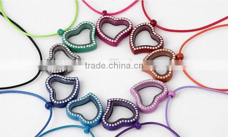 rainbow color fashion lady jewelry colorful heart locket necklace