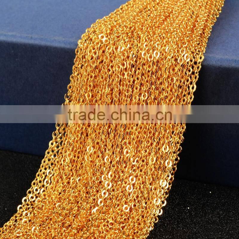 30 inch Full Roll Brass Flat Cable Chain Oval Link Bulk with Connectors, Fashion Jewelry Cable Chain