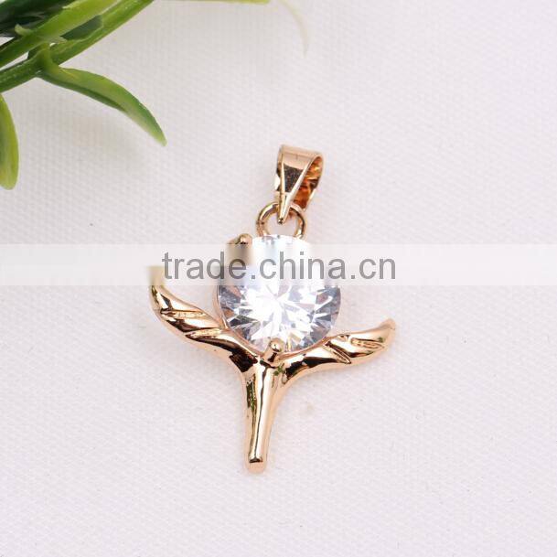 Latest Fashion Gold Charm Costume Jewelry Fly Bird CZ Necklace Pendant