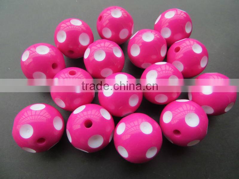 Loose Light blue Chunky Resin Polka dot Beads 24mm ,for Chunky Jewelry Necklace Making