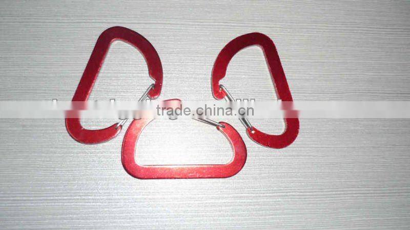 China Made Red Color Aluminum Flat Karabiner Snap Hook D type Spring Hook In Rigging Manufacturer