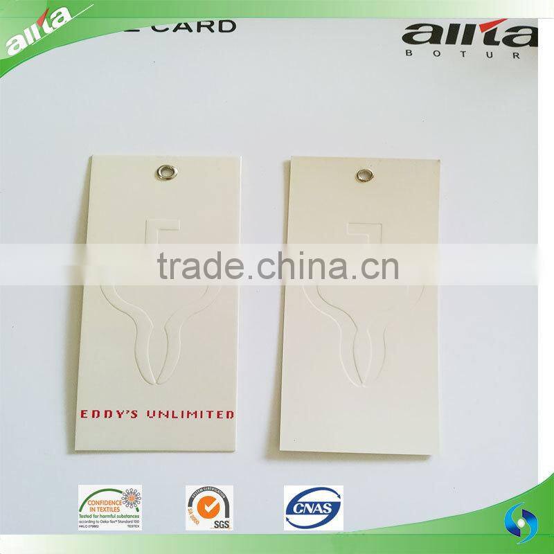 Custom embossed paper jeans hang tag