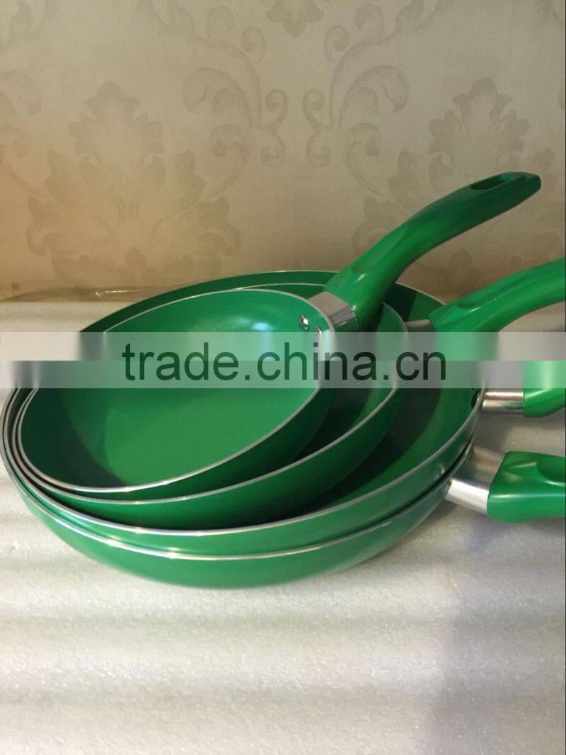 Aluminum Nonstick Pressed /Forged Green Ceramic Coating Colored Frying Pan Pizza Pan Egg Pan