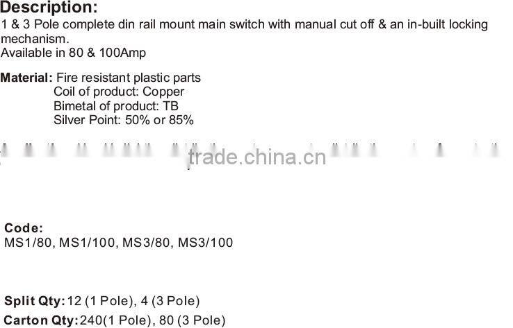 3 pole miniature circuit breaker fuse switch disconnector