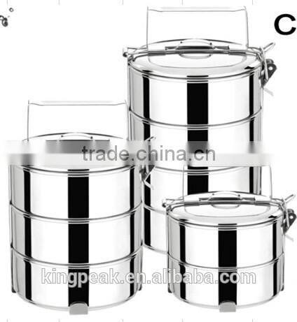 2015 Best Selling Stainless Steel Tiffin Box/stackable bento Lunch Box/Stackable food container/stainless steel tiffin carrier