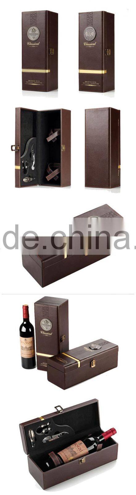Custom Logo Printed Vintage Leather Single Wine Gift Box
