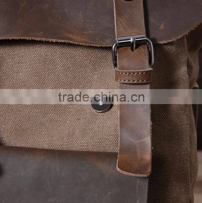 Men Soft Canvas Backpack with real Leather