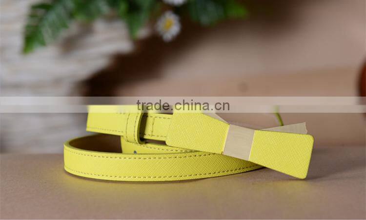 2016 fashion stylish PU ladies dress belt for woman with bowknot