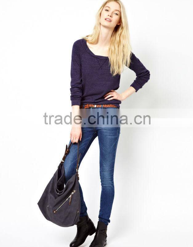 Women's custom cotton Sweatshirts Without Hood Wholesale Fashionable Crew Neck Sweatshirt