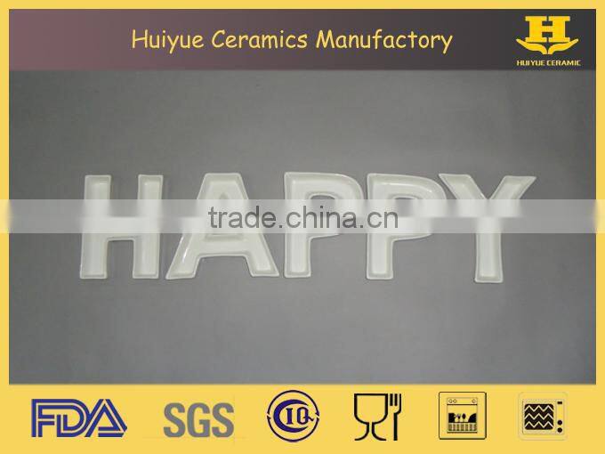 porcelain letter plates white color HAPPY BIRTHDAY