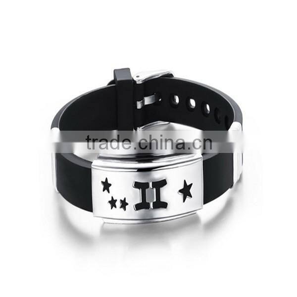 engrave metal plate silicone bracelet stainless steel