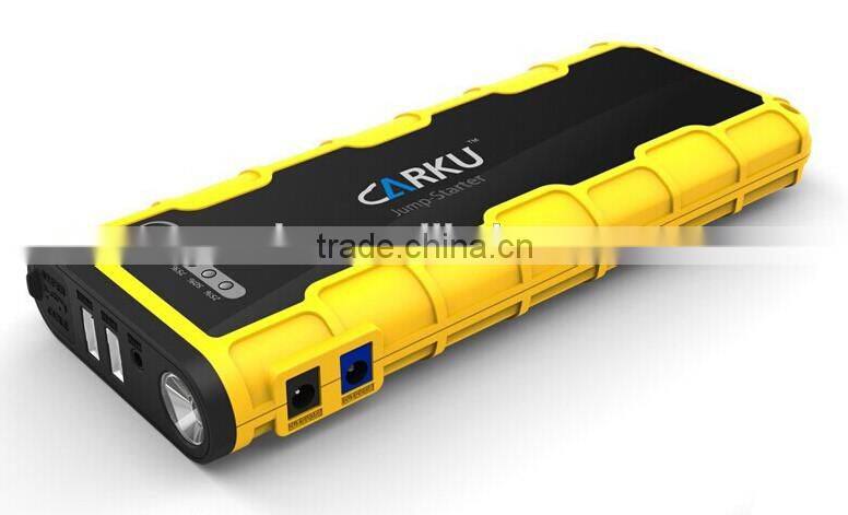 yellow and black case CARKU portable jump starter 18000mAh car battery booster