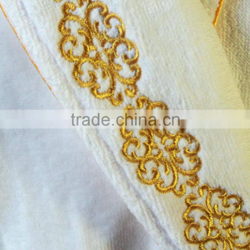 Wholesale Customized 100%Cotton velvet ribbon Bath Towel Coat