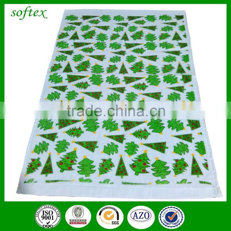 china supply 16S 100 cotton velour pigment printing kitchen towel christmas