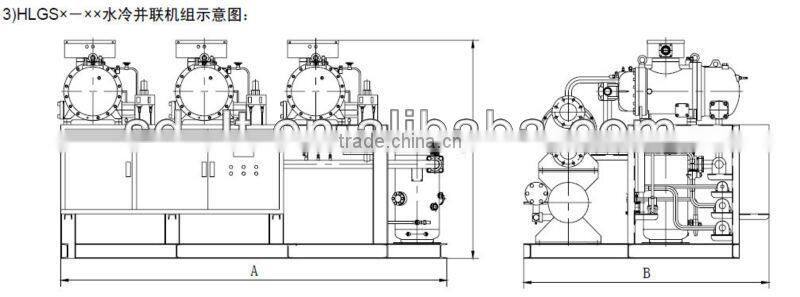 Semi-Hermetic Screw Compressor Middle Temperature Compressor Racks for ice making,chillered water making.etc