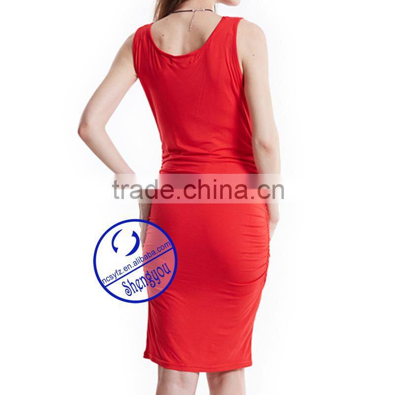 Custom spandex rayon plain maternity sleeveless dresses