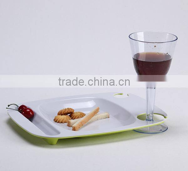 100% Melamine Plastic Wine Glass Holder Plate