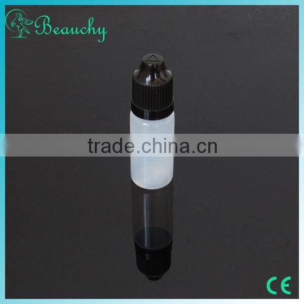 10ml frosting PET e liquid bottles with long thin tip and childproof tamperproof cap