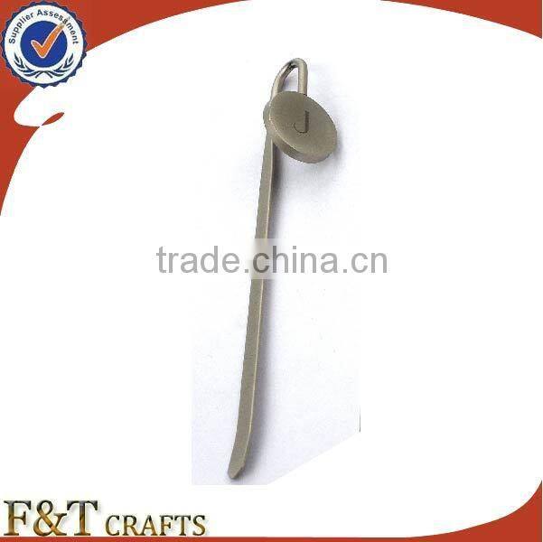 Custom long needle souvenir metal bookmark with hanging charm