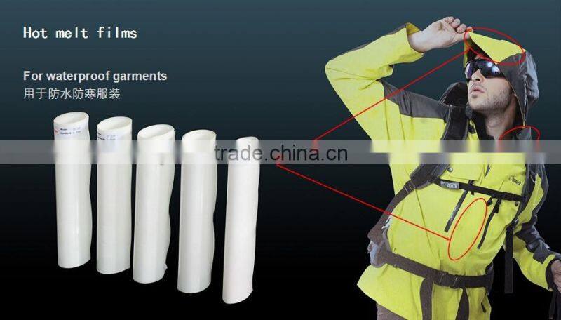 hot melt adhesive film for textile fabric bonding and used for ski jacket