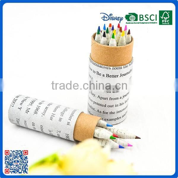 High quality recyclable 3.5 inch newspaper color pencils for gift