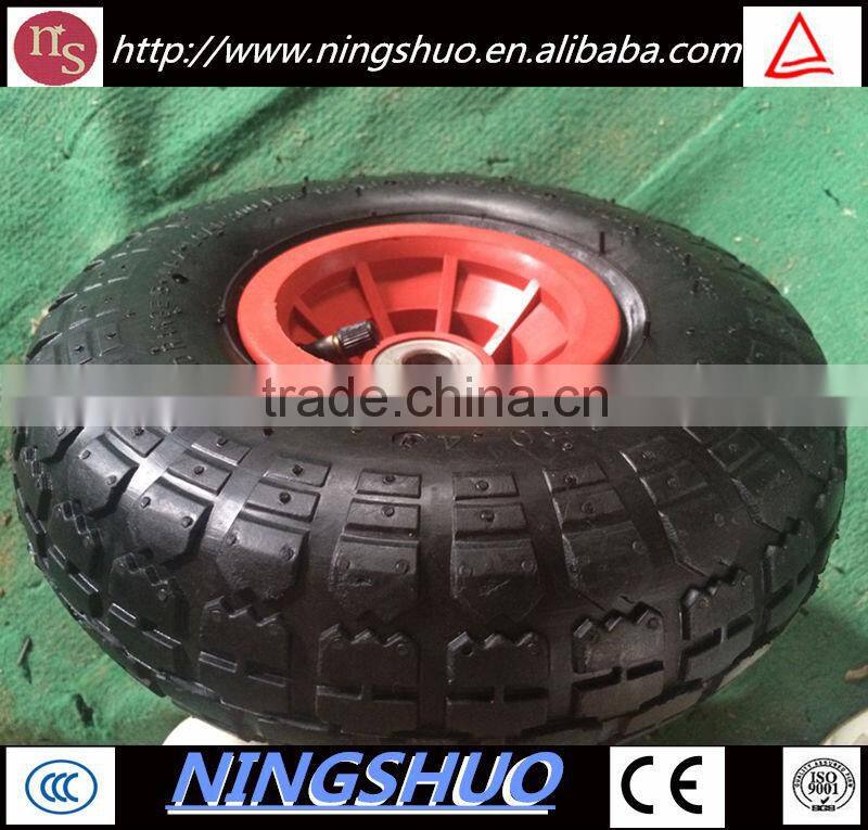 Made in china small pneumatic rubber wheel for hand trolley with metal rim