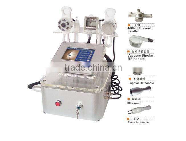 2014 new products 5 in 1 rf auto roller vacuum liposuction ultrasonic rf vacuum cavitation machine