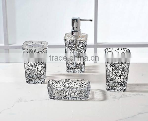 4pcs acrylic bathroom accessories, color painting bathroom accessory sets