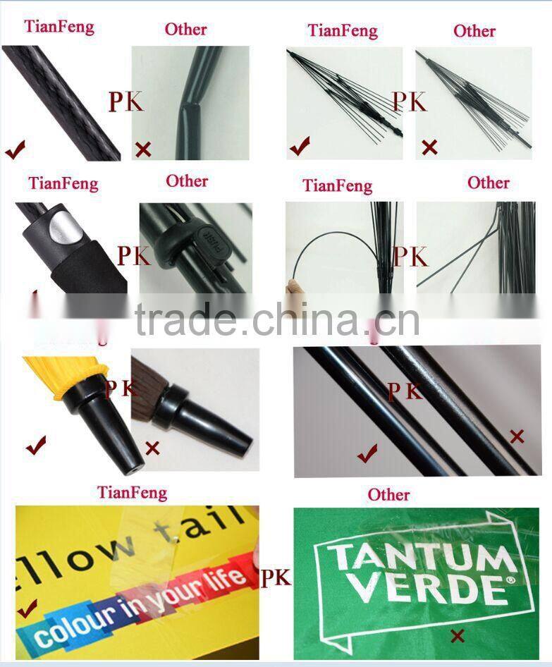 China Manufacturer 23 inch Orange Straight Printed Umbrella with Wooden Handle