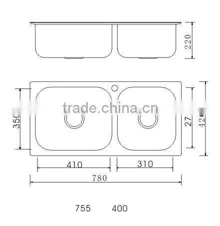 Amico Rectangular Double Bowl Stainless Steel Kitchen Sink