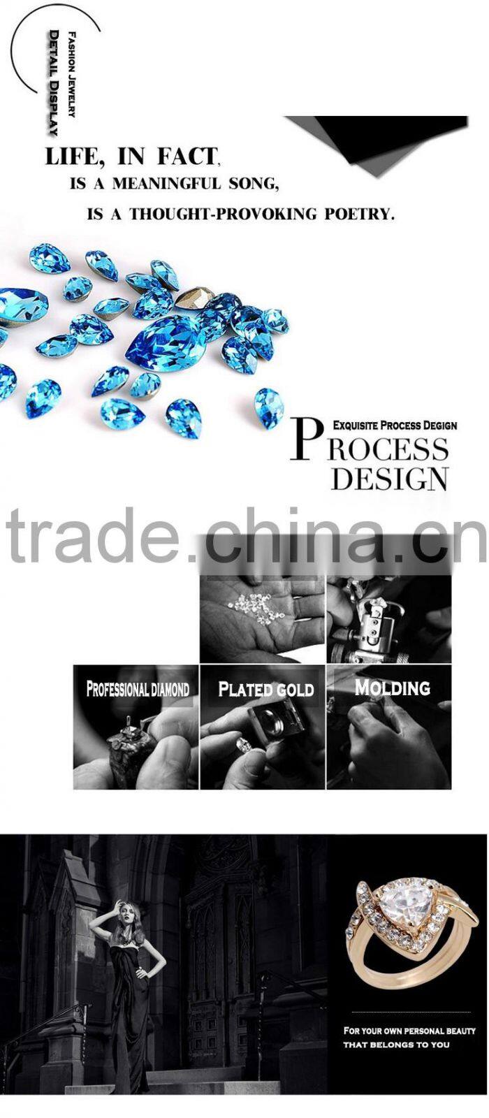 Classic Geometric Ring Double Exquisite Yellow 18k Gold Plating Austrian Crystal Zircon Heart Rings