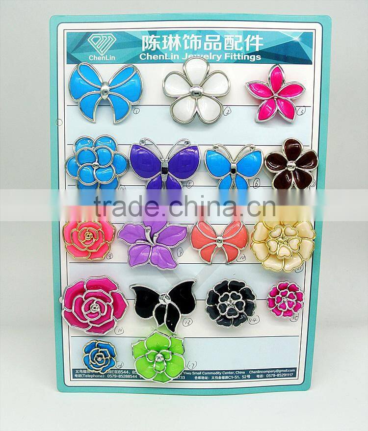 plastic flower charm butterfly multi layered acrylic jewel rhinestone DIY decoration craft fitting shoe jewelry making