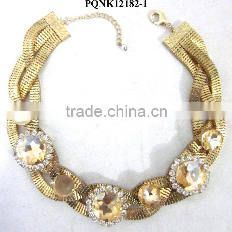 2015 Unique design good quality diamond link chunky twist chain necklace gold men