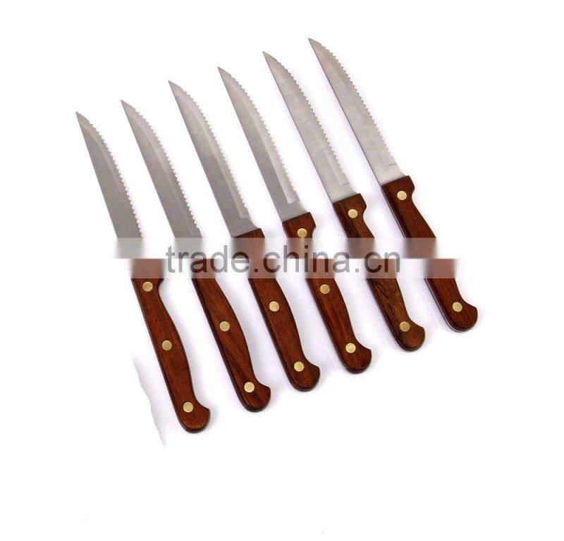 Popular LFGB/SGS Stainless Steel Wooden Handle Steak Knife